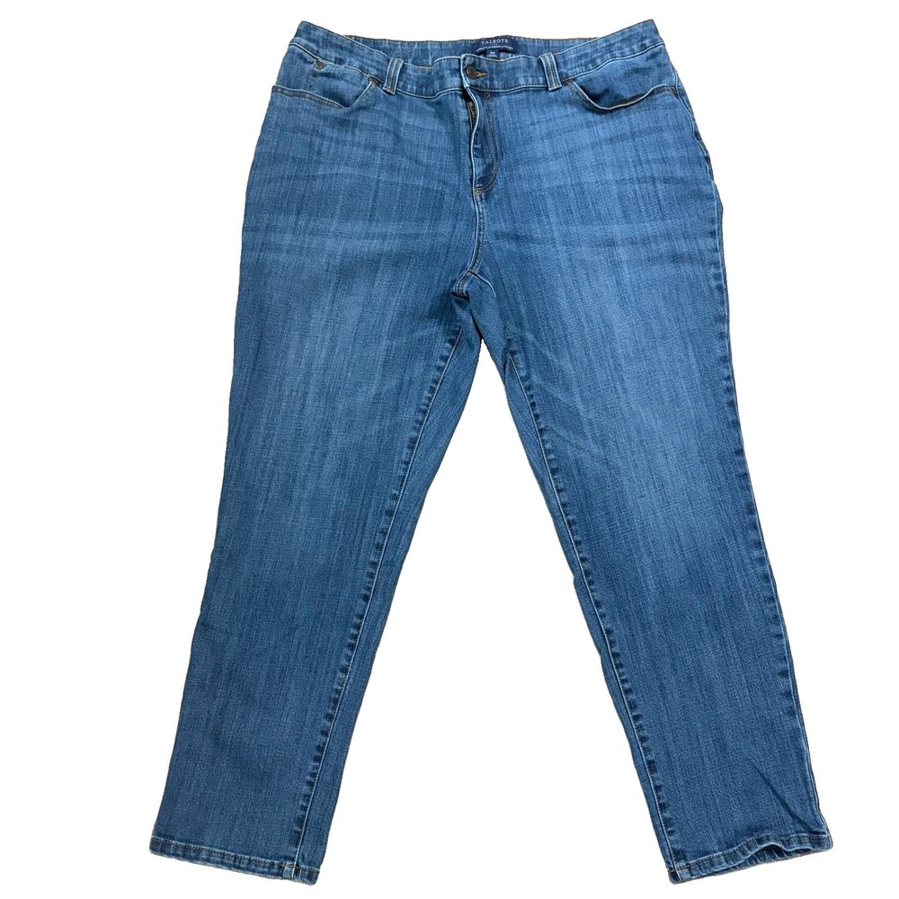 Talbots Simply Flattering Jeans Womens 18W Blue Denim Straight Stretch 5 Pocket
